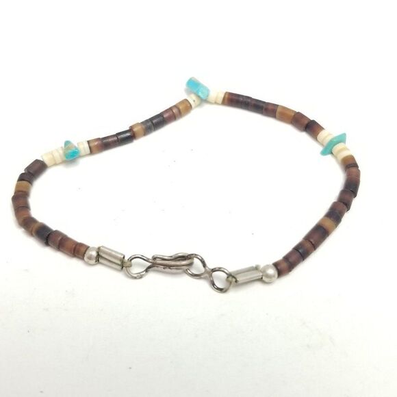 Vintage Boho Style Beaded Bracelet, Earth Tones, Natural Beads, Estate - Picture 3 of 6